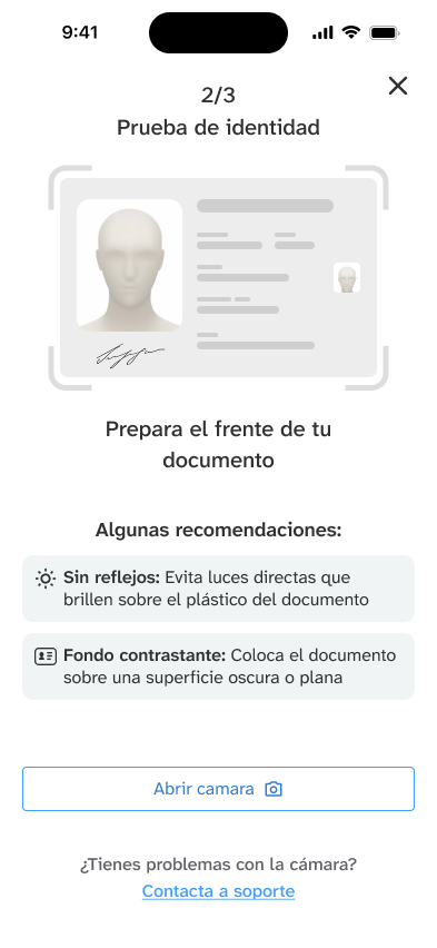 Captura del frente del documento de identidad