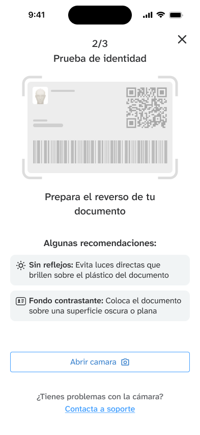 Captura del reverso del documento de identidad